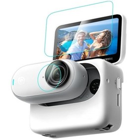 Resim Insta360 İçin 1 Ekranda 3 Puluz 2 Ve Lens Temperli Cam Film Şeffaf 