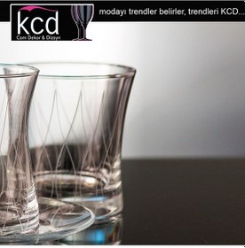 Resim Kcd Panora Kesme El Dekor Yaldızlı 6 Adet Desenli Su Bardağı 