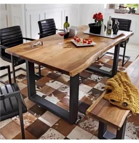 Resim Timber's Team MİRA -Ahşap Kütük Yemek Masası / Toplantı Masası / Çalışma Masası U Ayak 