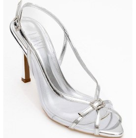 Resim Luvi Shoes Elyse Gümüş Rugan Fileli Kadın Yüksek Topuklu Abiye Ayakkabı Gümüş 