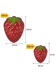 Resim 2'li İç İçe Geçebilen Çilek Model Saklama Ve Beslenme Kabı Seti 550 Ml + 250 Ml Kırmızı 