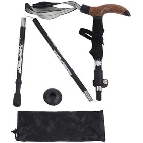 Resim Trekking Baton 5 Katlı Kavisli Saplı Ultra Hafif Açık Hava Aktiviteleri İçin Siyah Çok Renkli 