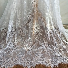 Resim Yüksek Kaliteli Düğün Göz Kapağı Dantel Kumaş-3.0 metre x 150.01 cm, Düğün Elbisesi, Gelini Duvarları ve Ev Dekoru için Chantilly Çiçek İşlemeli Kumaş 
