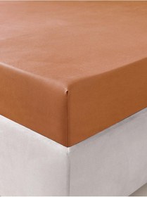 Resim Geniş Yataklara Uygun Saten Çarşaf Kaygan Dokulu, Modern Şıklık Turuncu 