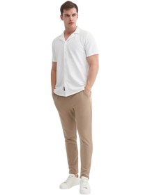 Resim Slim Fit Dar Kesim Kalın Kısa Kol Gömlek Beyaz 