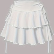 Resim Elegant Kadın A-Şerit Etek, Tek Renk, Örgü Kumaş, %95 Polyester %5 Elastan, İlkbahar/Yaz/Sonbahar, Hafif 210g/m², Sahte Kordon Detayı ile 