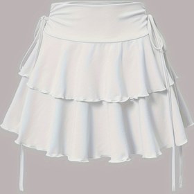 Resim Elegant Kadın A-Şerit Etek, Tek Renk, Örgü Kumaş, %95 Polyester %5 Elastan, İlkbahar/Yaz/Sonbahar, Hafif 210g/m², Sahte Kordon Detayı ile 