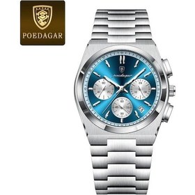 Resim Poedagar Lüks Moda Erkek Saati Su Geçirmez Işıklı Kronograf Tarih Kuvars Saat Erkek İçin Askeri Spor Paslanmaz Çelik Erkek Saati Gümüş Gümüş 