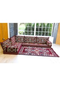 Resim Şark Köşesi Odası Takımı Konsepti Bordo Anadolu Modeli Koltuk Takımı Sünger Dahil (10 Parça) 