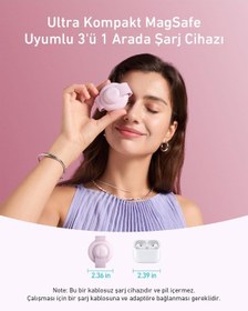 Resim Anker Ufo Maggo Kablosuz Şarj Cihazı 3'ü 1 Arada, Katlanabilir Ped - Pembe - B25m8 