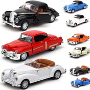 Resim 1 adet Klasik Yumuşak Üst Vintage Araba Metal Dekor - Kırmızı/Mavi/Beyaz, Ev ve Ofis için Retro Koleksiyonluk Süs, Mükemmel Tatil veya Doğum Günü Hediyesi, Tatil Hediye Aracı | Klasik Araba Tasarımı | Detaylı El Sanatları, Araba Dekoru 