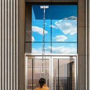 Resim 3.19-Metre Ultra Uzun 2'si 1 Arada Profesyonel Pencere Silkme Mopu, Çift Taraflı Sıyırıcı ve 4 Adet Mikrofiber Bez, Paslanmaz Çelik Teleskopik Sap, Yenilenebilir, Çaba Gerekmeden Pencere Temizliği, Merdiven Olmadan, Dış Mekan Temizlik Aracı, Noel/Yeni Yıl Hediyeleri 