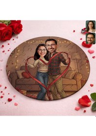 Resim Bk Gift Kişiye Özel Sevgili Karikatürlü Yuvarlak Puzzle 20x20cm -16, Sevgililer Günü Hediyesi, Sevgiliye Hediye Kobitmeyencom36169 Bk Gift 