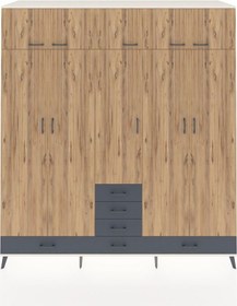 Resim Kronos Dolap 6 Raflı 6 Çekmeceli 4 Askılı 220x59x243 Aytaşı-çam/antrasit Atlas Çam/antrasıt 