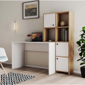 Resim Mezza 1993 Sılence Kitaplık - Çalışma Masası Takımı Sepet - Beyaz 