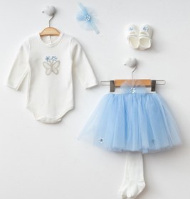 Resim Petite Ponpon Baby Kız Bebek Taşlı Kelebekli Papatyalı Tütü Etek Seti Özel Gün Parti Elbisesi 