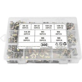 Resim 300 Adet Karbon Çelik Konik Kuyrukli Çivici Seti M3-m8, 6-32 İle 1/4-20 Otomotiv, Mobilya Ve Endüstriyel Kullanım Şeffaf Plastik Kutuda 