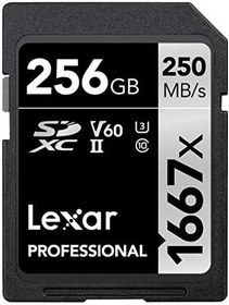 Resim Lexar Professional 1667x SD Kart 256 GB, SDXC UHS-II Bellek Kartı, 250 MB/s'ye kadar Okuma, 120 MB/s'ye kadar Yazma, Sınıf 10, U3, V60, SD için Profesyonel Fotoğrafçı, Videografer (LSD256CB1667) 