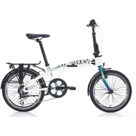 Resim Carraro Güzel İzmir 20 Jant V-Fren Katlanır Bisiklet (Beyaz-Siyah-Turkuaz) 