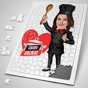 Resim Süper Aşçı Kadın Karikatürlü Puzzle 