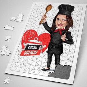 Resim Süper Aşçı Kadın Karikatürlü Puzzle 