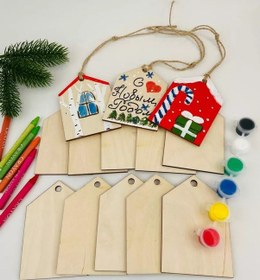 Resim Novyj God Papakarloufa El Sanatları İçin Bayrak Şablonu 10 Adet 134412707 Bej 