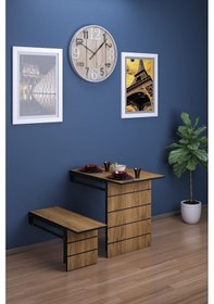 Resim Begonya Tabureli Açılır Kapanır Mutfak Balkon Yemek Masası Metal 