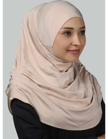Resim Altobeh Hazır Türban Büzgülü Pileli Pratik Eşarp Tesettür Hijab - Namaz Örtüsü - Bej 