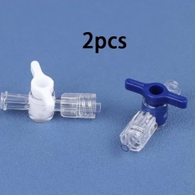 Resim Gateesat 2 Adet Beyaz Ve Mavi Döner Anahtarlı Plastik Hava Bağlantı Valfi - Abd Ve Avrupa Dişli Luer Bağlantı 