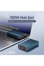 Resim Phixi Ultimate Up65 15000mah 100w Süper Hızlı Şarj Cihazı - Laptop Şarj Edebilir Powerbank - 2 Usb 