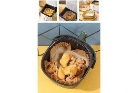 Resim Mcreative Pişirme Kağıdı 50 Adet Hava Fritözü Kare Model Pişirme Kağıdı Air Fryer Yağsız Firitöz 