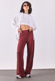 Resim Kadın Jovie Yumuşak Dokulu Yüksek Bel Wide Leg Eşofman Altı (CUPRO) - Bordo - BORDO / L / 29 
