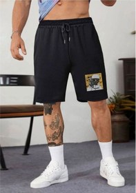 Resim Altamira Erkek Siyah Gangsta Baskılı Oversize Şort 001 