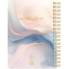 Resim Spiralli Ajanda Defter - Marble Desen, 17x24 Cm 124-Pembe 