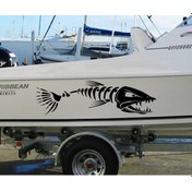 Resim Gümüş-l 43cmx147cm-sol-büyük Balık Kılçığı lar Tekne Vücut Cruise Etiket Duvar Vinil Kapakları Gemi Et 
