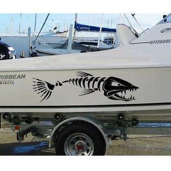 Yansıtıcı Kırmızı-l 43cmx147cm-sol-büyük Balık Kılçığı lar Tekne Vücut Cruise Etiket Duvar Vinil Kapakları Gemi Et