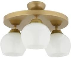 Resim Lambadar Modern Beyaz Camlı Model Üçlü Yuvarlak Plafonyer Avize Salon Mutfak Yatak Odası Hol Gold3Yuv Tek Ebat 30 X 30 3551-3Goldyuv-110A1 