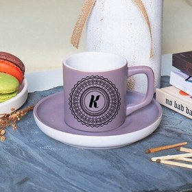 Resim Mor Renk Harfli Kahve Fincanı 