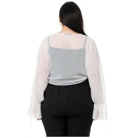 Resim Disentis Büyük Beden Kol Detaylı Önü Bağlamalı Şifon Beyaz Bolero-beyaz Beyaz 