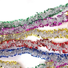 Resim Nessiworld Mavi Gümüş Renk 4 cm Genişlik Garland Çift Renk Sim Süs 180 cm 