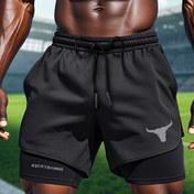 Resim Boğa Başlı Logolu Erkekler için Hızlı Kuruyan Nefes Alabilir Atletik Şortlar - Plaj & Antrenman Çift Amaçlı, Nem Emici Hafif Polyester, Yan Cepleri, Açık Etekli Basketbol Futbol Koşu Spor Salonu İçin, Ayarlanabilir Bel İpi 