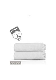 Resim 2'li Beyaz Jelena El Havlusu - 50x90 Cm, 225 Gr, %100 Pamuk, Spa Ve Otel Havlusu Beyaz 