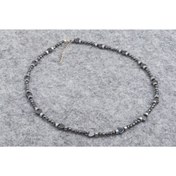 Resim cicekartstudio Kadın Kalp Hematit Doğal Taş Choker Tasarım Kolye 