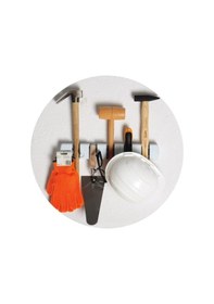 Resim Sihirli Tutamaç Mop Tutucu Askı Duvara Monte Beyaz 