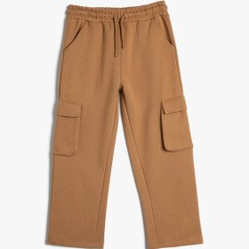 Resim Koton Basic Kargo Eşofman Altı Kapaklı Cep Detaylı Beli Bağlamalı Deve Tüyü 4wkb40212tk Taba 