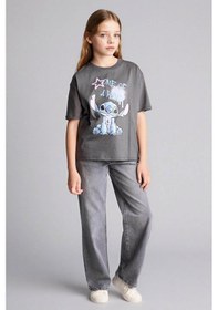 Resim Defacto Dısney Lılo & Stıtch Tişört Kız Çocuk Antrasit Kız Çocuk T-shirt H0724a8/ar58 Antrasit 