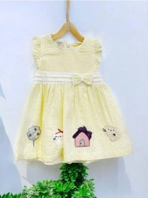 Resim Zekids Kız Bebek Fiyonklu Patch Nakışlı Elbise-14527 Sarı 
