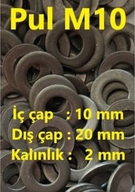 Resim M10 Pul - İç Çap:10mm-dış Çap:20mm-kalınlık:2mm - 20 Adet 