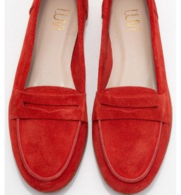 Resim Luvi Shoes F02 Kırmızı Süet Hakiki Deri Kadın Loafer Ayakkabı Kırmızı 