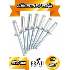 Resim BRATİ HAND TOOLS Pop Perçim 4X10 Alüminyum Pop Perçin 100'LÜ Paket 